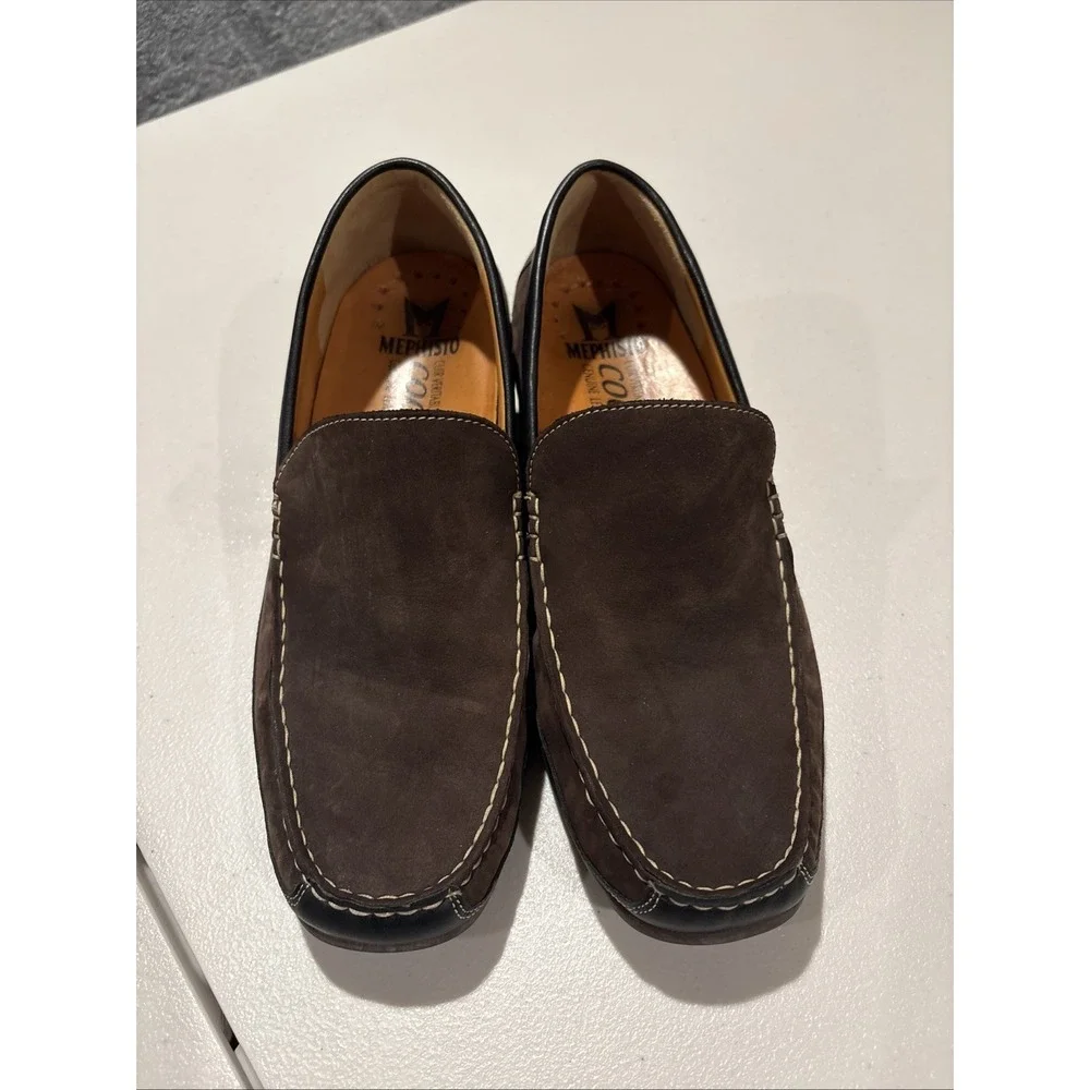 Mephisto Cool-Air Genuine Leather Brown Suede Slip-On Loafers Shoes Men's 10 US